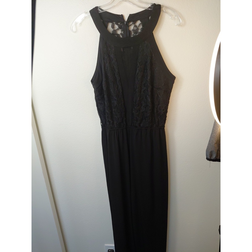 Enfocus Studio Elegant Formal Black Lace Jumpsuit  Detail Sz 14 Party Y2k Boho